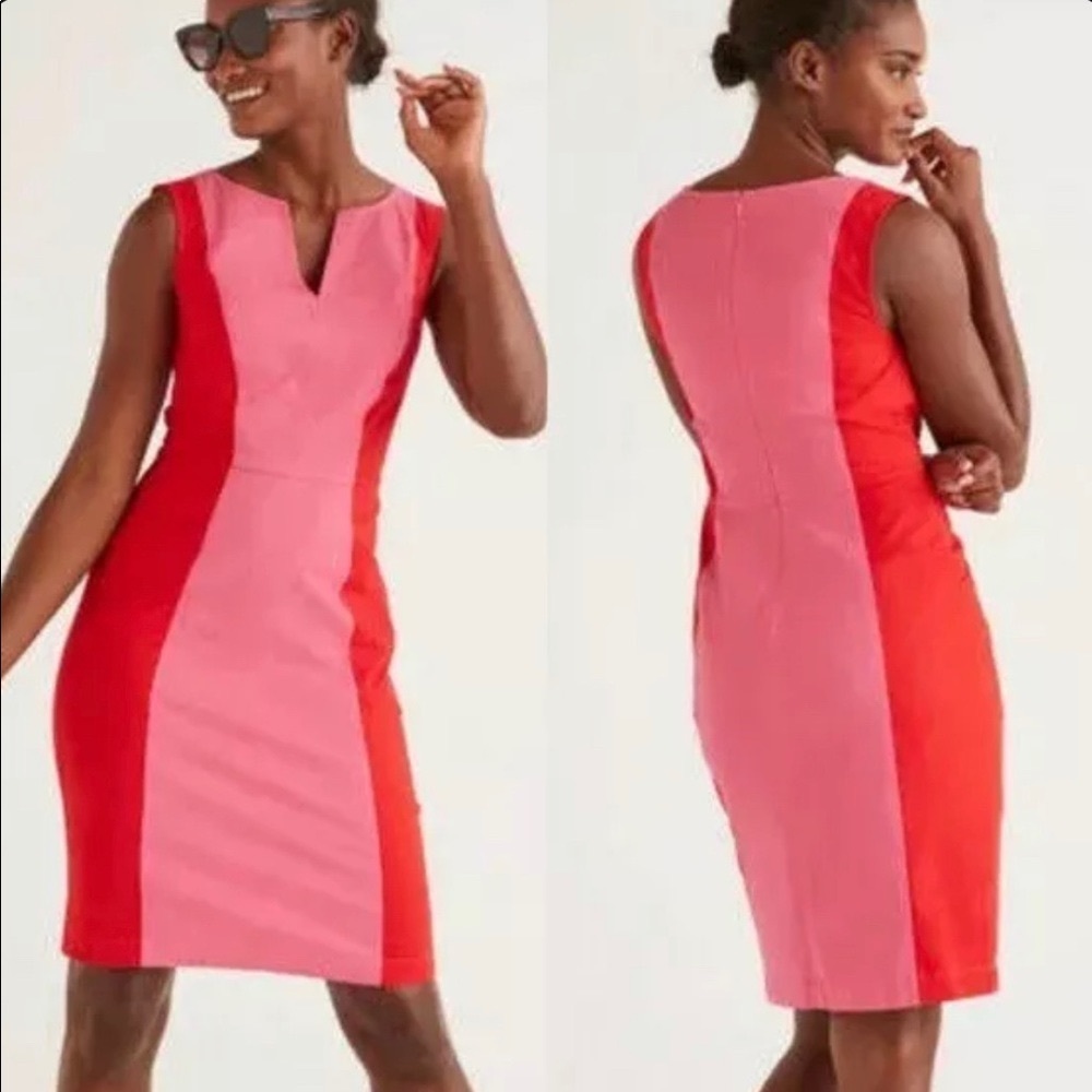 Boden Helena Chino Dress Pink Red Color Block
